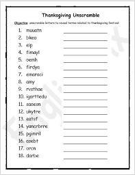 The word thanksgiving is also used as the name of a national holiday celebrated in the united states and canada. Thanksgiving Words Unscramble Worksheet Englishbix