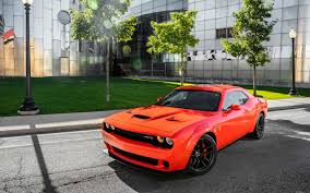 Bright Orange Dodge Challenger Hellcat Widebody 2019 Stunning Muscle Car Image Dodge Challenger Srt Dodge Challenger Challenger Srt Hellcat