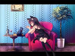 Green haired female anime character illustration, woman in black apron anime. Anime Cat Girl Wallpapers Group 50