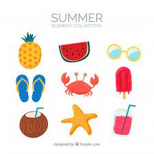 This is one of the new and trendy summer season clothes for women. Set Of Summer Elements With Food And Clothes In Hand Drawn Style Stock Images Page Everypixel