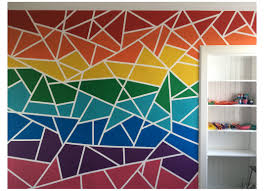 Geometric Wall Paint Rainbow Geometricwallpaintrainbow Rainbow Geometric Wall Kids Room Wall Art Room Wall Painting Geometric Wall Paint