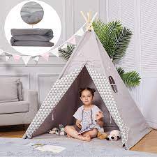 Buy Childrens Teepee Play Tent Kids Teepee Tent For Boys With Carry Case Floor Mat Portable Toddler Tipi Tent For Baby Indoor Outdoor Online In Taiwan B092czswys