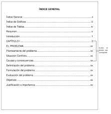 Partes de un trabajo escrito: “El índice de contenidos”.