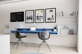 Recently, the ideas of having a home office and have your own home office desk are being a trend. 36 Inspirational Home Office Workspaces That Feature 2 Person Desks Office Interior Design Home Office Design Office Interiors
