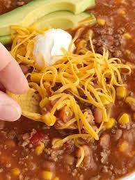 Easy Taco Soup Easy Taco Soup Is Loaded With Ground Beef Chili Beans Corn And Tomatoes Pile It High With Corn Chips Sour C Easy Taco Soup Easy Taco Soup