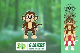 Download 3d Monkey Svg Cut File Baby Animals Cricut Mandala 1291654 Paper Cutting Design Bundles