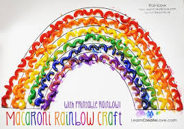 Macaroni Rainbow Craft With Printable Rainbow Crafts Macaroni Crafts Macaroni Art