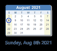 Find and attend events, browse and join organizations, and showcase your involvement. 8 August 2021 Calendar With Holidays And Count Down Zaf