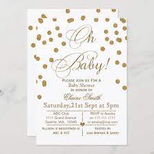 Glitter White And Gold Baby Shower Invitation Zazzle Com Gold Baby Shower Invitations Glitter Baby Shower Invitations Pink Gold Baby Shower Invitation