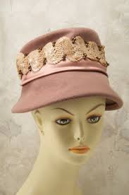 Henry Pollak, Glenover Wool, Taupe, Sequined, Pork Pie Hat W/ Brim. 1930s