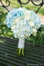 Pretty Bouquet Featuring Light Blue Hydrangea White Hydrangea White Roses Baby S Breath Green Blue Wedding Bouquet Bridal Bouquet Blue Wedding Bouquets