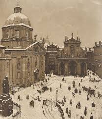 Amare Habeo Richard Teschner Austrian 1879 1948 Little Square In Winter 1905 1907 Aquatint Paper 390 X City Painting European Paintings Old Paintings