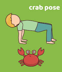 I Am Protected Like A Crab S Hard Shell I Lengthen My Belly Chest And Back Of My Neck Yoga Voor Kinderen Yoga Kinderen Kinderyoga