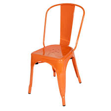 An industrial club chair might boast chrome and vinyl for a retro undertone, while a rustic diner relies on steel and wood elements. Tolix Style Metal Industrial Loft Designer Orange Cafe Chair