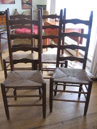 Set Of 4 Wood Antique Rustic Ladder Back Chairs Rush Seats Pick Up Near Nyc Ladder Back Chairs Chair Lounge Chairs Living Room