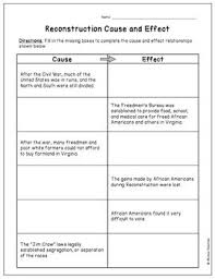 Reconstruction Cause Effect Sorting Cards And Worksheet Vs 8 Cause And Effect Sorting Cards How To Memorize Things