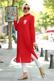 Nayla Collection Tesettur Kirmizi Tunik Modelleri Moda Tesettur Giyim Moda Tunik Moda Stilleri