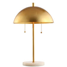 Jonathan Y Ella 20 7 In Dome Metal With Marble Base Led Table Lamp Gold White Jyl1071a The Home Depot Table Lamp Led Table Lamp Brass Table Lamps