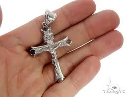 Miami cuban link chains are thicker than the average variety. 14k Solid White Gold Cross Crucifix 64657 Mens Gold White Gold 14k