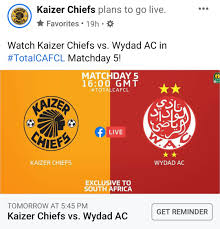 Streams for kaizer chiefs vs wydad. Kaizer Chiefs On Twitter Match Day Cafcl Kaizer Chiefs Vs Wydad Athletic Club First Team Saturday 03 April 2021 Fnb Stadium 18h00 Sast Kaizer Chiefs Facebook Page No Supporters Are Allowed At