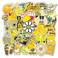 Trendy sticker pack with magical unicorn, shooting star, diamond, crown, lightning, star, ice cream, heart, cloud, ribbon. Buy 50pcs Cute Yellow Aesthetic Stickers Pack For Hydro Flask Water Bottle Laptop Phone Cool Stuff For Teen Girls Kids Waterproof Vinyl Trendy Stickers Online In Turkey B07z4tft8t