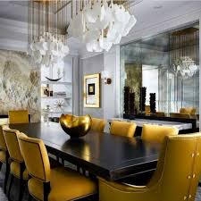 Dramatic Mustard Yellow Dining Chairs Pull This Stunning Dining Room Together Perfectly The Antiqued M Beautiful Dining Rooms Luxury Dining Dining Room Design
