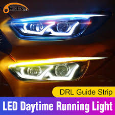 Okeen 2pcs Ultrafine Drl 60cm Daytime Running Light Flexible Soft Tube Guide Car Led Strip White Yellow Turn Signal Light Strips ديلز وورلد عالمي