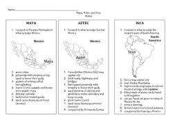 Maya Aztec And Inca Test Worksheets Teaching Resources Tpt