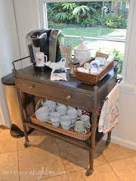 Try creating a cozy coffee station from a bar cart! Pin On Salon Dreams