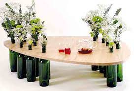 Add to favorites rustic state sonoma solid wood wine rack table bottle holder , holds 4 bottles , walnut rusticstateco 5 out of 5 stars (537. User Designed Table Using Recycled Wine Bottles Urban Gardens