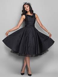 Ball Gown Cowl Neck Knee Length Taffeta Little Black Dress 1950s Vintage Inspired Cocktail Party Homecoming Dress 2020 With Crystal Brooch Pleats Vintage Black Dress Cheap Cocktail Dresses Cocktail Dresses Online