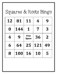 Squares And Square Roots Bingo Square Roots Middle School Math Square Roots Activity