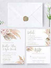 Pampas Grass Wedding Invitation Set Instant Download Template Invite Set Boho Bohemian Editable Template Templett In 2021 Wedding Invitation Sets Wedding Invitation Design Wedding Invitations Boho