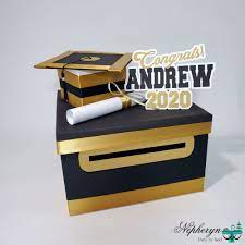 Graduation Card Box Black Gold 10x10 Graduation Party Card Box Graduation Card Boxes Party Card Box
