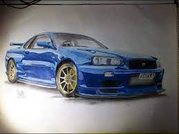 They would also be a great gift for any car lover. The Drawing Board Jdm Nissan Skyline R34 Gtr Drawing Youtube
