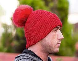 Mens Hat Slouchy Red Long Slouchy Beanie Red Large Pom Etsy Hand Knitting Bobble Hats Knitting