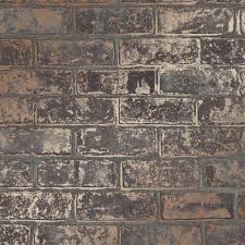 I Love Wallpaper Metallic Brick Wallpaper Brown Ilw980077 Brick Effect Wallpaper Brick Wallpaper Brown Brick Wall Bedroom
