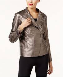 Alfani Metallic Faux Leather Jacket Created For Macy S Jackets Leather Jacket Eclectic Outfits