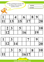 Which numbers are missing in each series? 16 Math Worksheets Kindergarten Missing Number Sheet