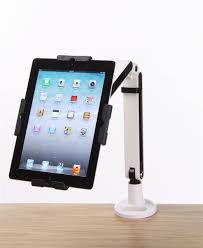 Flexstand Series Ipad Counter Stand W Tilting Bracket Clamp Lock White Ipad Counter Stand Ipad Desk Adjustable Desktop