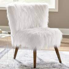 Accent chairs are the perfect opportunity to make a statement and liven up your bedroom. Ultra Glam Modern Bohemian White Faux Fur Accent Chair Furniture Seating Small Chair For Bedroom Furniture Accent Chairs For Living Room