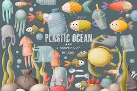 3d lowpoly isometric vector illustration. Plastic Ocean In Illustrations On Yellow Images Creative Store