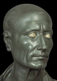Image of Green schist bust of Julius Caesar with marble eyes, Roman