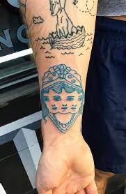 Tattoo By Knarly Gav Blue Ink Tattoos Tattoos Ink Tattoo