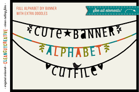 Free Cute Banner Alphabet Bunting Garland Alphabet Letter Banner Svg Dxf Eps Silhouette Cricut Clean Cutting Files Crafter File Free Svg Cutting File