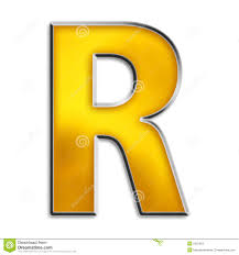 isolated letter r in shiny gold stock illustration