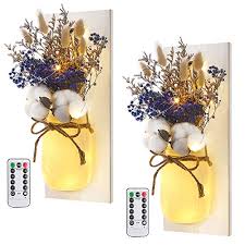 Rustic Mason Jar Sconces With Remote Led Fairy Lights Set Of 2 22 19 40 Off Coupon Mojosavings Com