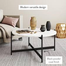 Featuring a large tabletop and detailed base, the nathan coffee table adds a soft edginess to your living room. Nathan James Piper 36 In White Black Medium Round Faux Marble Coffee Table 31501 The Home Depot Coffee Table Living Room Modern Living Room Coffee Table Coffee Table