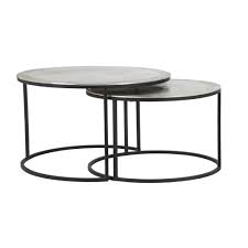 Masika brushed nickel drinking end table $239.80. Light Living 6712157 Coffee Table Set Of 2 65x39 And 75x44cm Talca Raw Nickel Ideas4lighting Sku38450i4l