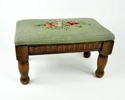 Vintage Needlepoint Footstool Vintage Footstool With Original Needlepoint Upholstery Footstool Love Chair Vintage Needlepoint